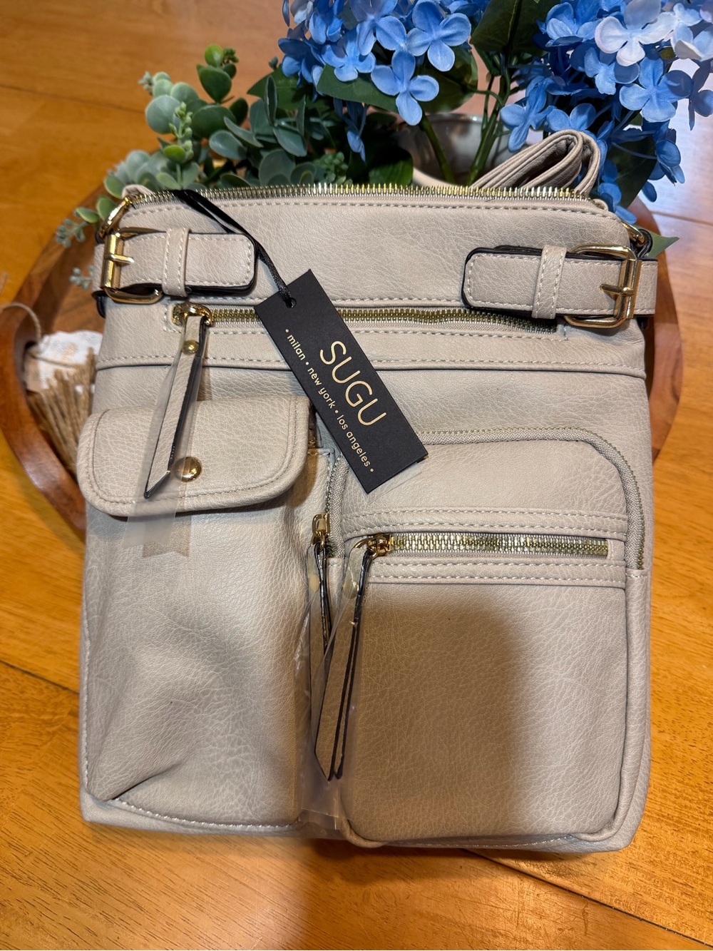 SUGU Women's Grey Crossbody Organizer Bag